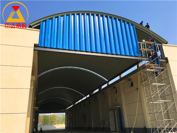 糧庫進(jìn)糧無梁拱罩棚